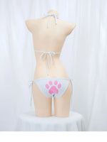 Japanese Kawaii Cat Paw Micro Bikini Set for Girl Women Bathing Suit Bandage Backless Mini Swimsuit Underwear Lingerie