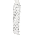 Women's lazy style home casual pants low-waisted straight loose knitted trousers