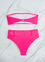 Neon Yellow High Waist Bikini 2024 New Belt Women Sexy Two Piece Swimsuit Push Up Swimwear Female Bathing Suit Summer Beachwear