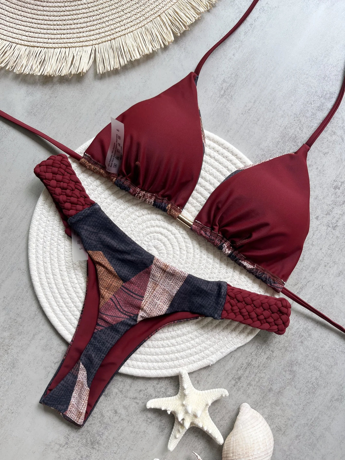 Fashion Print Halter Mini Thong High Cut Bikini Female Swimsuit Women Swimwear Two-pieces Bikini Set Bather Bathing Suit Swim