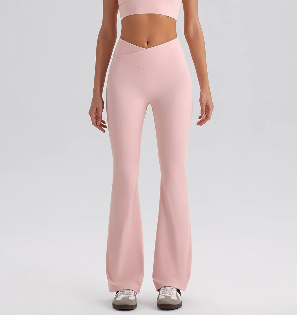 Women's Yoga Exercise Sets Women Backless Sports Tank Top V Shape High Waist Wide Leg Pants Fitness Gym Running Workout Clothes