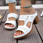 Plus Size 43 Summer High Heel Sandals Women Lightweight Hollow Out Thick Heeled Sandles Woman Outdoor Open Toe Casual Sandals