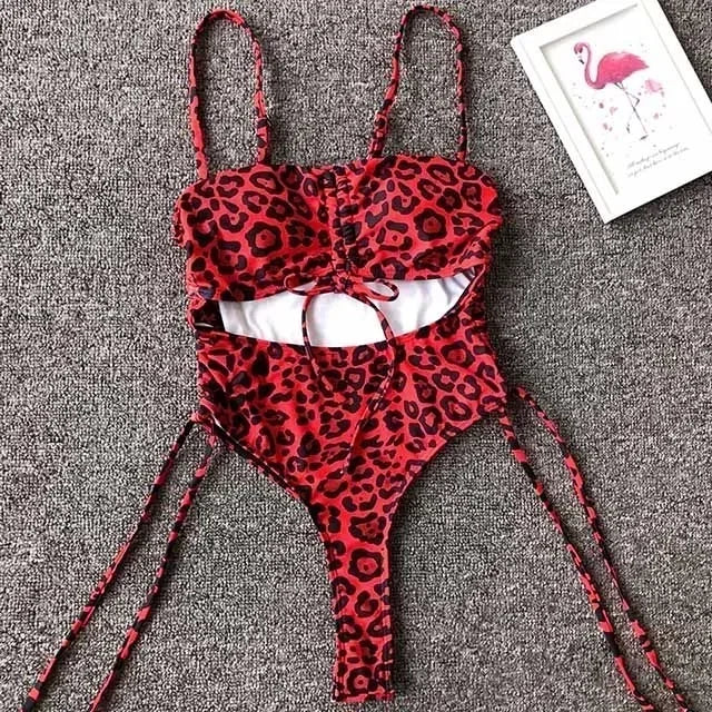 Neon Green Tummy Cut Out Female Swimwear One Piece Swimsuit Women Thong String Monokini High Leg Cut Bathing Suit Swim Bodysuit