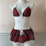 Cosplay Schoolgirl Lingerie Nightdress Student Uniform Bra Sets Sexy Costumes Red Plaid Sexy Outfit Lingerie For Women