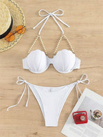 Shell Shaped Underwired Bra Cup Bikini Women Pearls Bikinis 2025 Female Swimwear Two Pieces Bikini Set Push Up Bathing Suit Swim