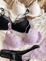 Sexy Hollow Cross Sling Bra French Lace Flowers Embroidery Women Underwear Set Comfort Thin Cup Push Up Bras Romantic Lingerie
