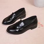 Elegant Black Pu Leather Flats Women Plus Size 42 Comfortable Low Heel Loafers Woman 2026 Slip On Dress Office Shoes Ladies