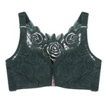 Women's Rose Floral Lace Bra Wireless Bralettes No Underwire Comfort Push Up Lingerie Sexy Ladies Underwear Plus Size 44e