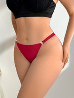 Plus Size Sexy Women Panties Metal Ring Adjustable Double Strap Thong Breathable Lingerie Underwear