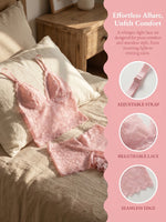 Wirefree Lace Bra Panty Set Soft Seamless Bralette Breathable Floral Lace Comfortable Everyday pajamas Set C2677