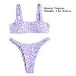 2 Pcs/Set Lady Swimwear Set Leopard Print Quick Dry Women Bathing Suit Slim Fit Wireless Summer Bikini Set For Beach