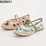 New Summer Women's Lace Flats Shoes Fashion Round Toe Shallow Girls Flower Embroidered Mesh Breathable Soft Sole Single Shoes