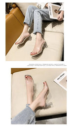 Summer Women Pumps Sandals PVC Jelly Slippers Open Toe High Heels Women Transparent Perspex Slippers Shoes Heel Clear Sandals