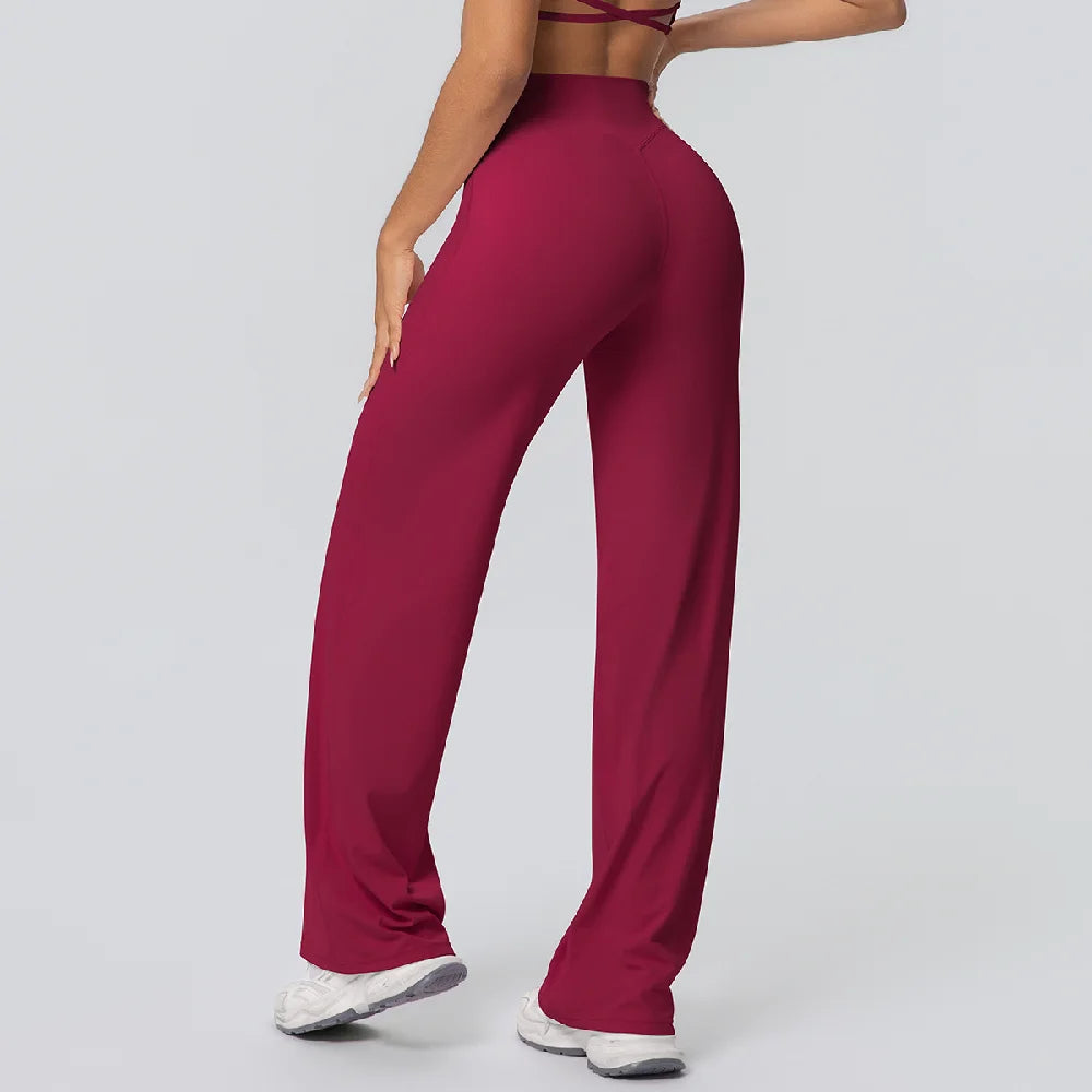 High Waist Wide Leg Yoga Pants Leggings Women Sports Fitness Bell-bottoms Female High Elastic Push Up Gym Workout Flared Pants
