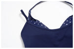 Quick Drying Polka Dot Patchwork Yoga Sets Women Hanging Neck Slim Shockproof Sports Tank Top Gym High Waist Shorts Fitnss Suit