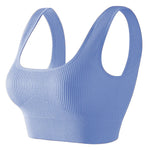 Women'S Ribbed Seamless Sports Bralettes,High Stretch Knit Fabric, Solid Color, with Removable Pads for All Seasons