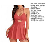 2Pcs/Set Swimming Briefs Set Women Swimsuit Set V-Neck Backless Swimwear Dress High Waist Quick Drying Beachwear
