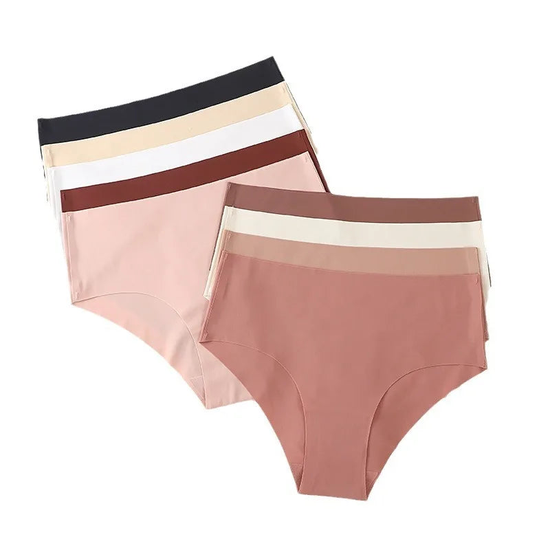 2Pcs/Set Ice Silk High Waist Briefs Panties Women Stretch Underwear Seamless Panties Female Underpants Sexy Lingerie XS-XL