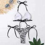 Zebra Striped Print Swimwear String Micro Bikini Thong 2026 Sexy Swimsuit Women Bathing Suit Halter Triangle Bikinis Sets Mujer