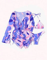 2024 New Swimsuit 3 Pcs Set Thong Bikini with Rompers Womens Jumpsuit Beach Wear Print Swimwear Sexy Bathing Suit Pool Beachwear
