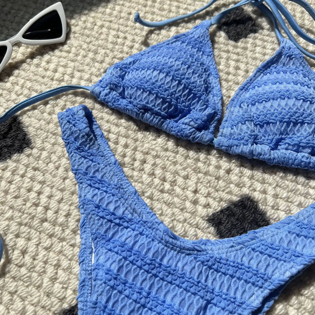 Sexy Knitted Hollow Handmade Crochet Bikini Set Women Pink Bandage Criss Cross Micro Swimsuit Bathng Suit Thong Swimwear