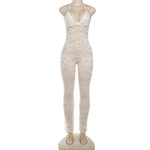 Women Sexy Cross Backless JumpsuitSee Thorough v-Neck Sleeveless Summer Coquette Stretch Activity Workout Overalls