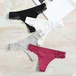 Women Solid Color Sexy Panties Lace Low Waist Patchwork Thongs Women Solid Comfort Cotton Crotch Underwear Sexy Lingerie Трусы