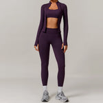 2/3PCS Yoga Set Women Workout Set Seamless Sportswear Gym Clothing Fitness Long Sleeve Crop Top High Waist Leggings Sports Suits