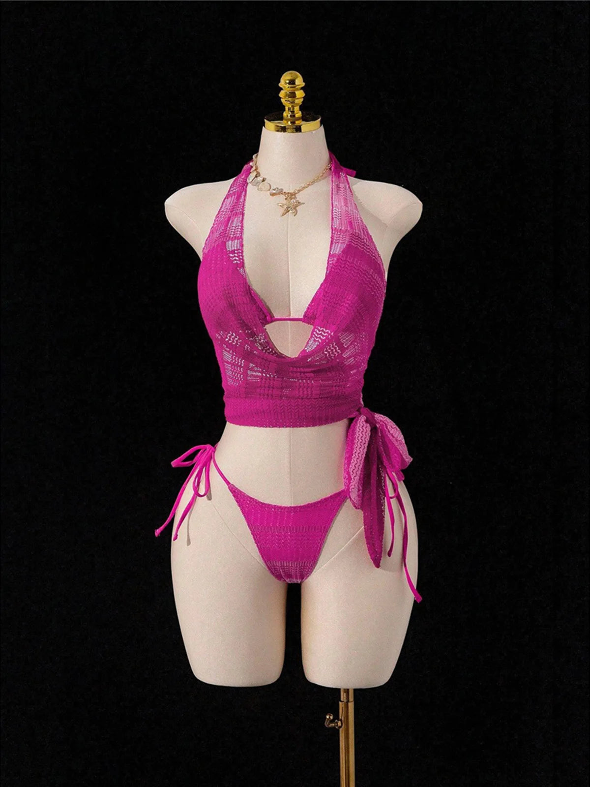 With Skirt Cover Up Halter Bikini Female Swimsuit Women Swimwear Strappy Bather Bathing Suit Swim Four-pieces Bikini set K8089