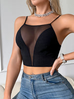 Women's Sexy Bras Mesh Camisole Crop Top Hot Ribbed Backless Underwear Wire-Free Unlined Bra for Women