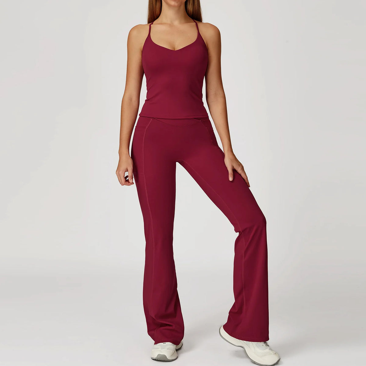 2-Piece Women's Fashion Yoga Set Beautiful Back Slimming Naked Comfort Set Outdoor Sports Running Fitness Leisure Set