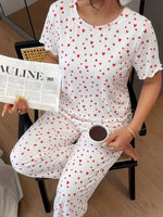 New Fashion Leopard Printed Short-Sleeved Pajamas Set Women's Sleepwear Casual Loose Tops and Trousers Set Loungewear