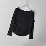 Women's yoga sports T-shirt, Modal ribbed yoga long sleeved outdoor sports loose top slimming yoga T-shirt cover