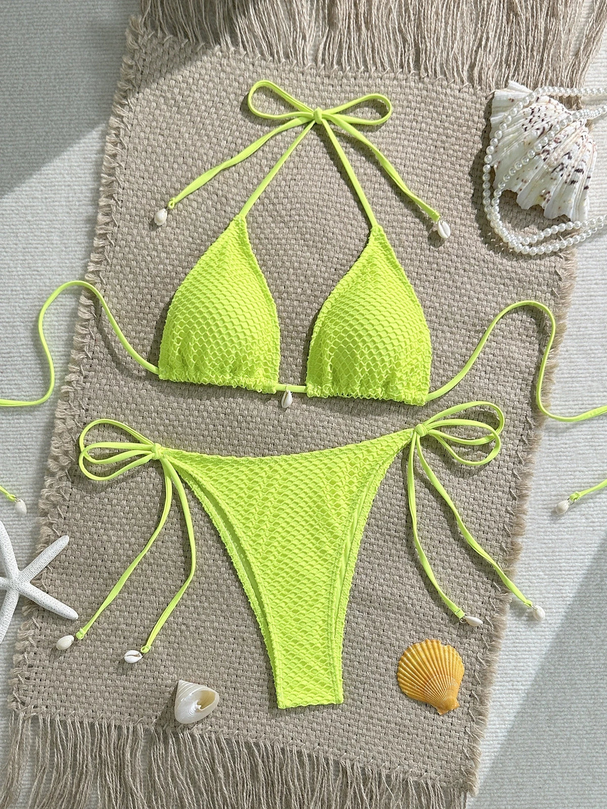 DEKA White Shell String Bikini Women Luxury Push Up Bra Tie Side Thong Swimsuit Brazilian Beach Bathing Suit Micro Swimwear