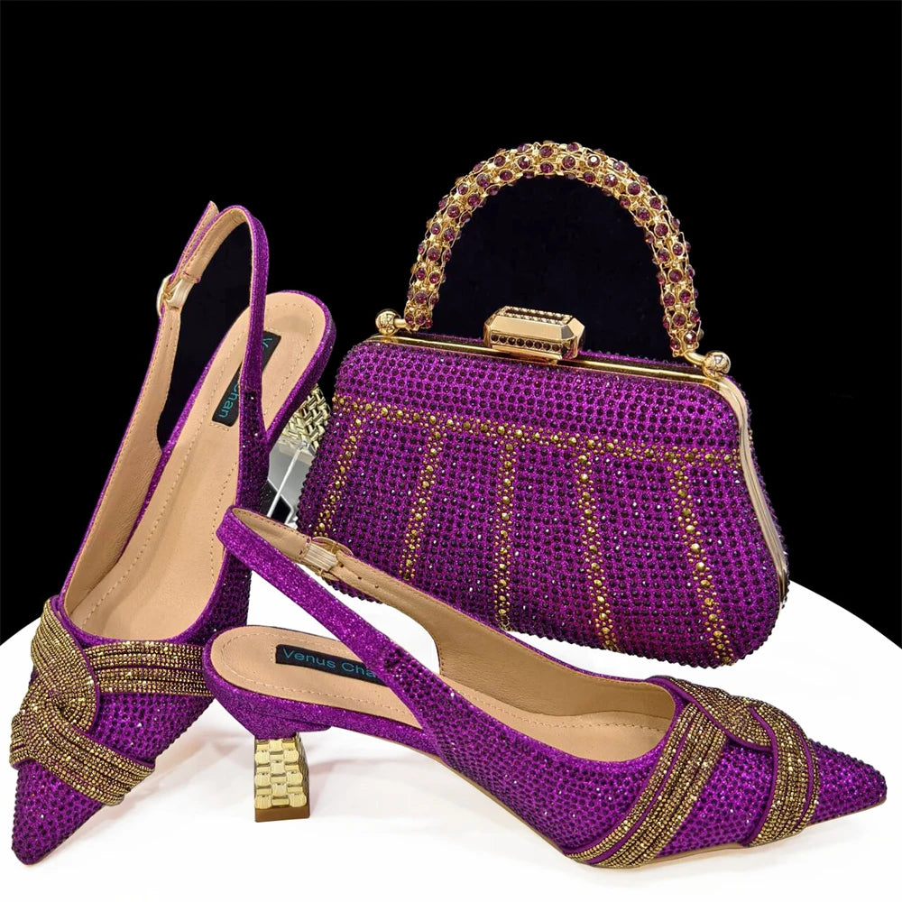 Doershow Lastest Italian Design Fashion Style Ladies Shoes with Matching Bag Set 2024 Nigerian Shoes and Bag Set HAS1-5