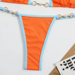 New Micro Bikini Set for Woman Chain Link Swimsuit Sexy Backless Neck Lace-up Bathing Suit Beachwear Female Push Up Swimwear