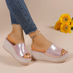 2025 Summer Chunky Platform Slippers for Women Pu Leather Wedges High Heel Sandals Woman Plus Size 36-43 Beach Sandles Female