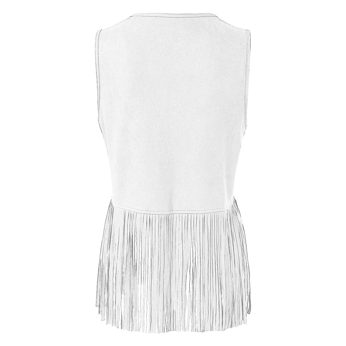 Women Tassel Fringe Vest Sleeveless Solid Waistcoat V Neck Open Front Cardigan Vintage Hippie Clothes Cowboy Cosplay Jacket