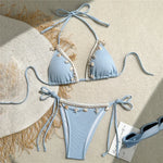 Shell Decoration Swimwear String Halter Bikinis Sets Micro Thong Sexy Swimsuit Women 2026 Bathing Suit Purple Triangle Bikini