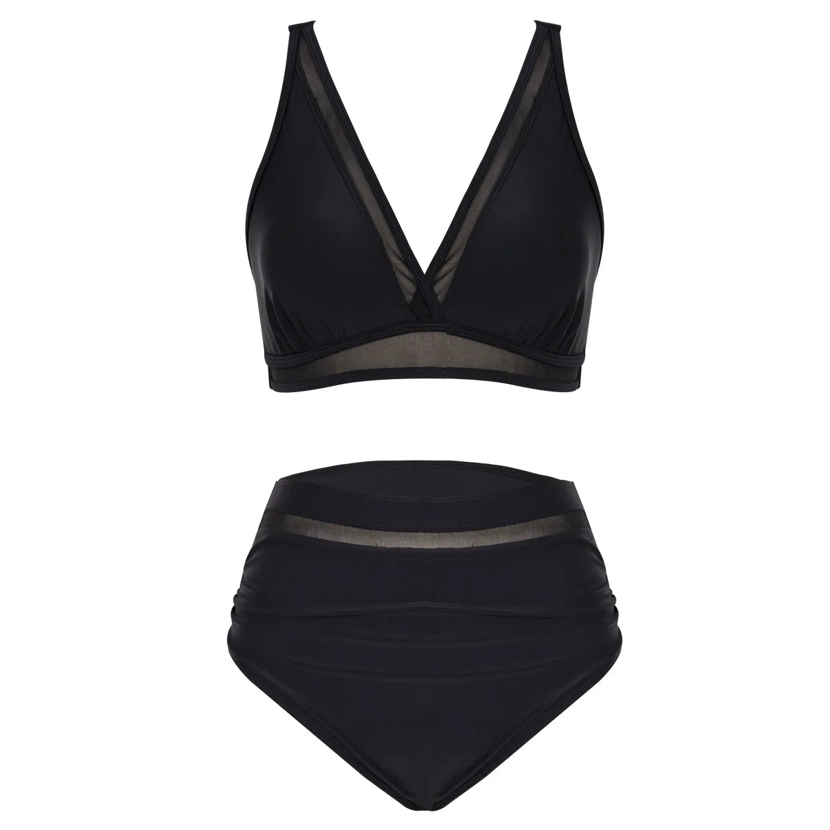 High Waist Bikini Set Sexy Push Up Swimsuit Women Black Beachwear Tummy Control Swimwear Adjustable Bathing Suit Bikinis