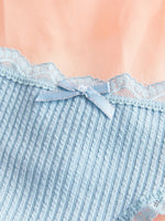 1pcs Plus Size Women's Low-Waist Thong Panty Cute Girl Style Seamless Bowknot Lace Panties Trim Lightweight Breathable Underwear