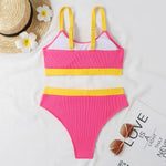 Orange High Waist Bikini 2022 Swimsuits Push Up Swimwear Women Splicing Biquini Beachwear Sexy Ribbed Bathing Suits Female New