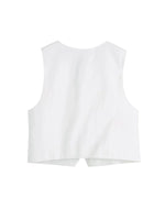 Foridol White Cotton Linen Long Pants Set Sleeveless Vest Pants Suit Office Lay Autumn Summer Wide Leg Casual Fashion Set Outfit