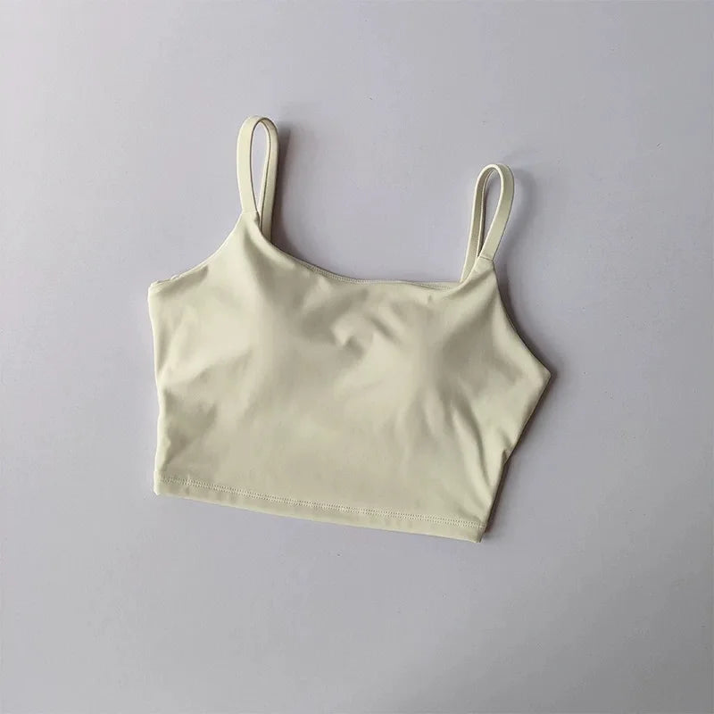 Women's yoga sports bra, small camisole vest integrated fixed gathering sports and fitness bra