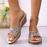 2026 Women Sandals Summer Peep Toe Slippers Fashion Plus Size Casual Shoes Women Printing Wedge Sandals Platform Ladies Shoes