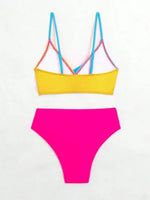 2026 New Patchwork Two-Piece bikini Swimsuit Sexy Women Tight Hollow Swimsuit Backless Swimwear Cross Push Up Beach Bathing Suit
