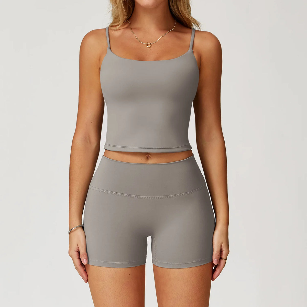 Yoga Shorts Set Women Sports Tank Top with Tight Fitting High Waist Pants Fitness Suit Summer Running Exercise Workout Clothes