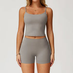 Yoga Shorts Set Women Sports Tank Top with Tight Fitting High Waist Pants Fitness Suit Summer Running Exercise Workout Clothes