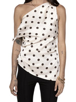Women’s Satin Off Shoulder Tank Tops Trendy Sleeveless Dots Print Asymmetric Tops Summer Slim Fit Vest