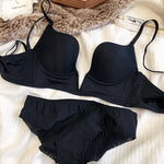 Sexy Plunge Lingerie for Women Seamless Push Up Bra Set 3 Color Adjustable Strap Brassiere Deep V Comfortable Female Underwear